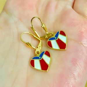 Puerto Rican flag gold earrings